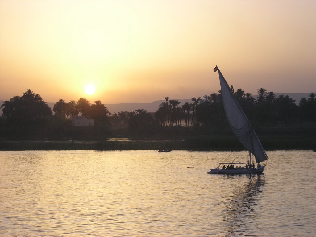 Felucca, Sunset on our Nile cruise ship by Scott Sheridan