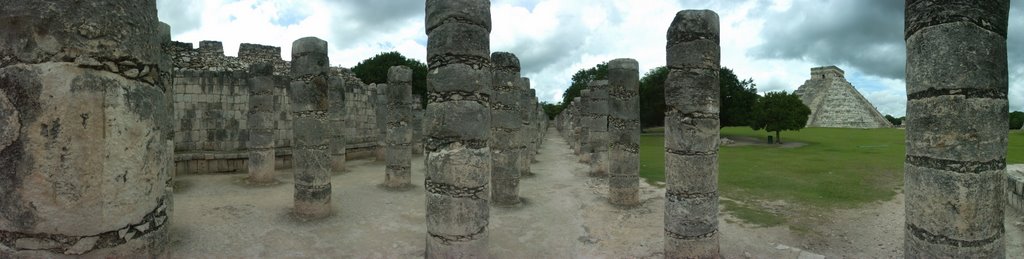 Columns and El Castillo, Chichén-Itzá by David Herberg