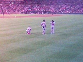 Trot Nixon, Wily Mo Pena, and Manny Ramirez at Camden Yards by Carmen Sandiego