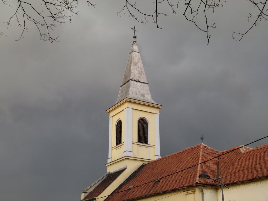 Catholic Church in Zemun before the storm by luciolampyris