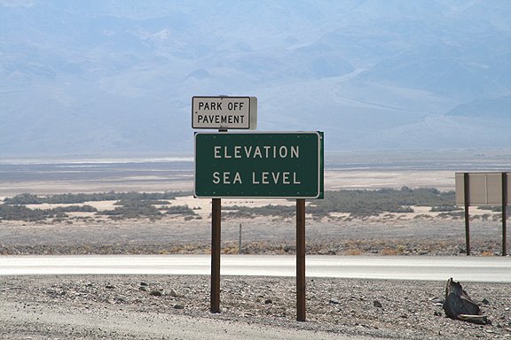 Furnace Creek Sea Level Sign by mackfisher