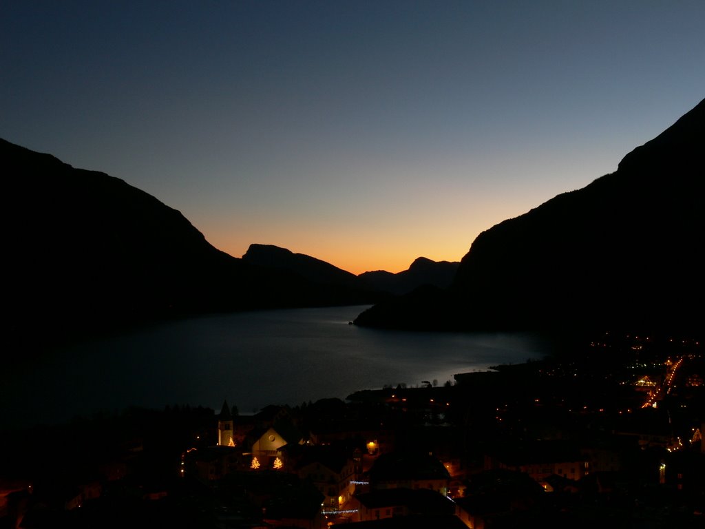 Molveno lake by night, dolomities, italy by fokstrotek