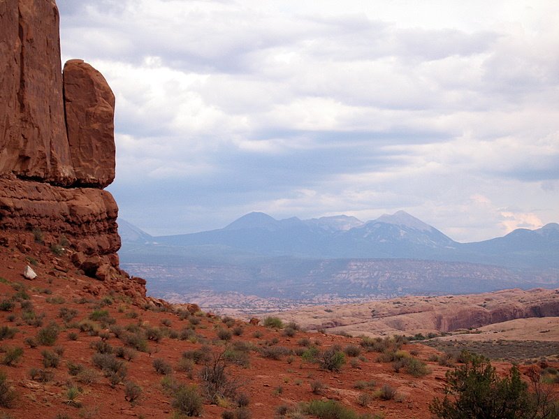 Manti-LaSal mountains from Arches NP by Andy Goss