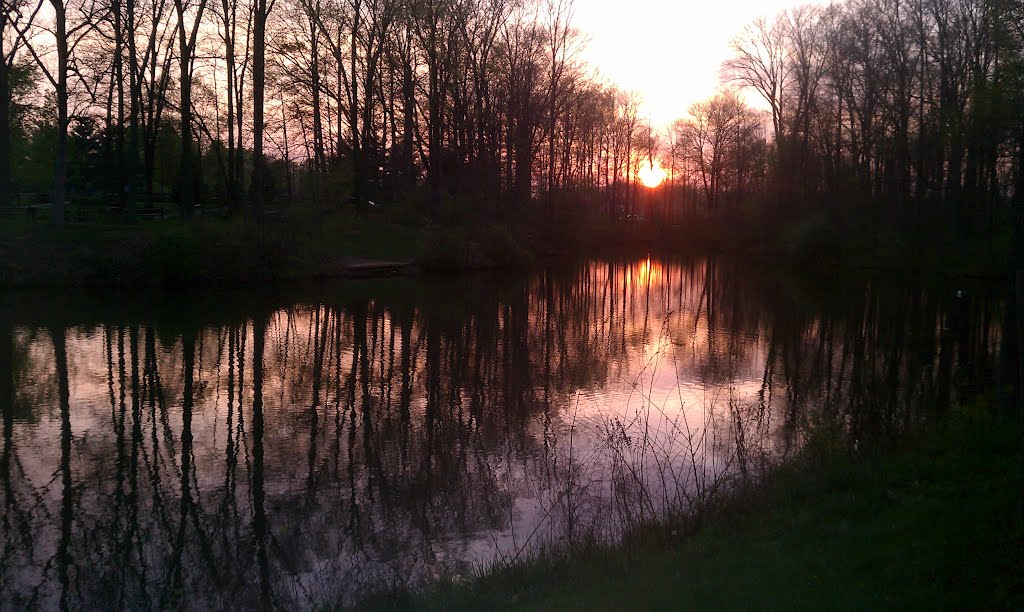 Spring Sunset at Washington Township Community Park, Avon, Indiana by Nate Jessup