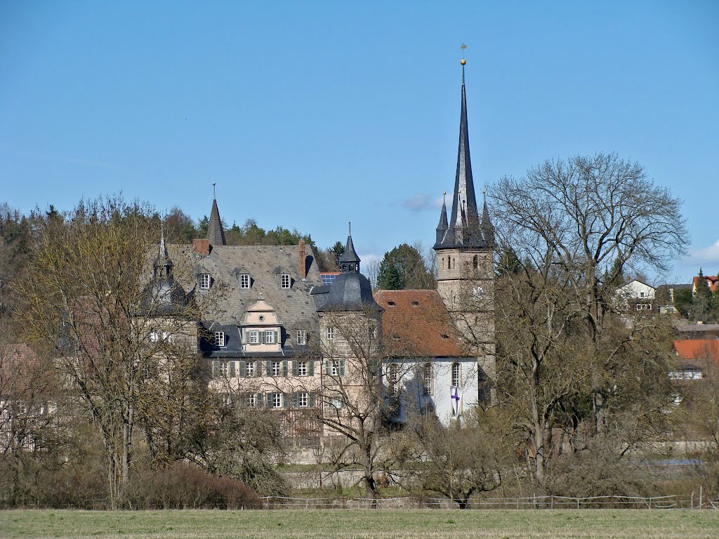 Ahorn Schloss und Kirche Südansicht by Contessa