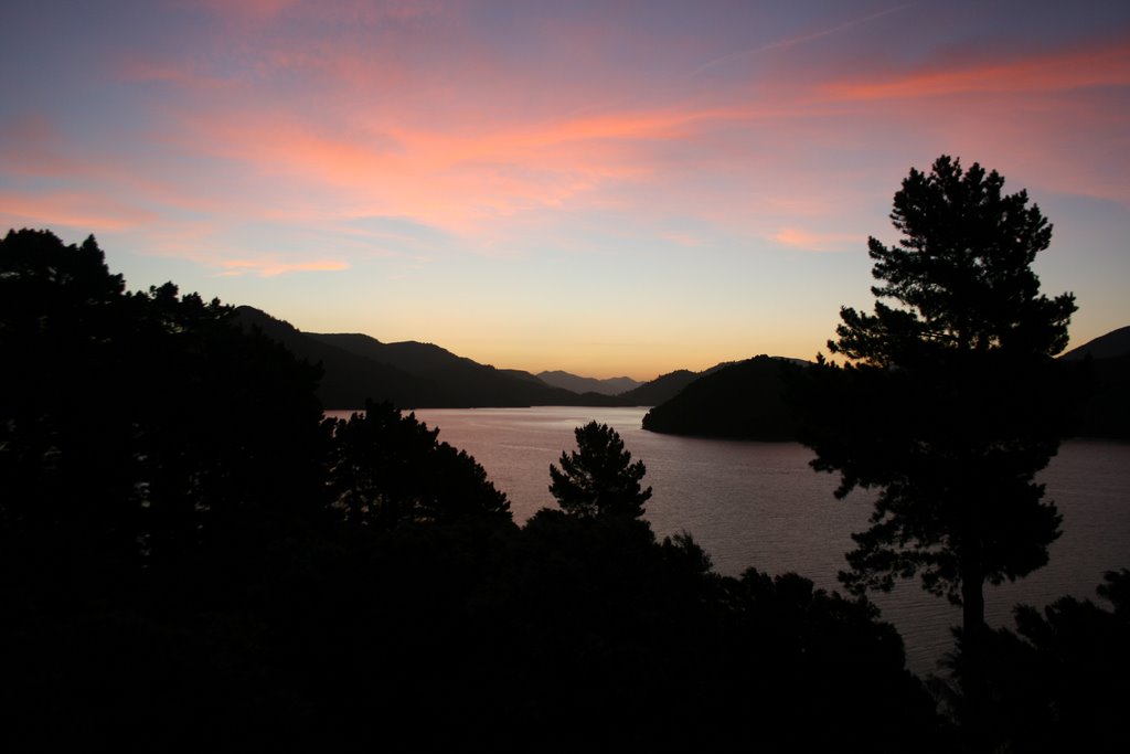 Sunset Kenepuru Sound by G & D Whitehead