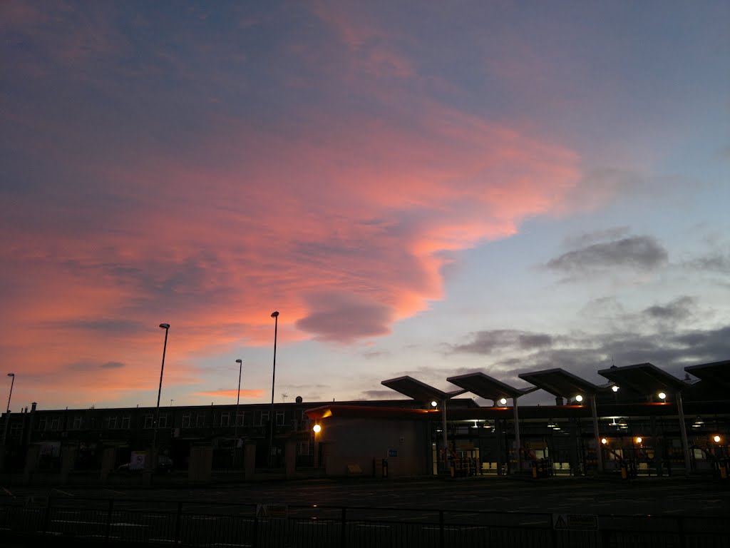 Evening clouds over ossett bus station. by oslaskid