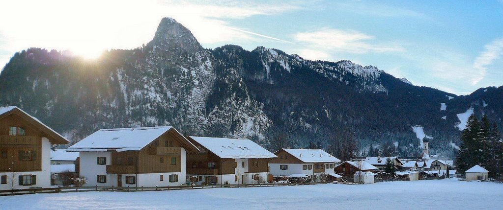 Sonnenuntergang in Oberammergau am kürzesten Tag des Jahres 2007 by Klaus Rommel