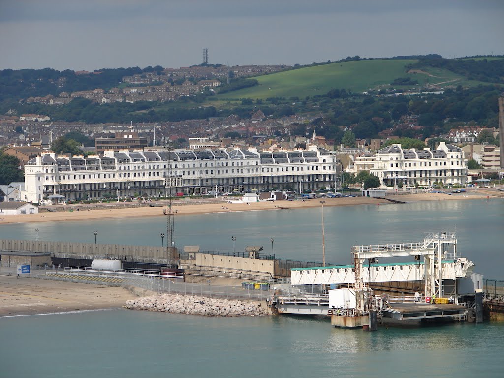 Dover Beach & Harbour as seen from a Cruise Ship in Port, Dover, UK by Joseph Hollick