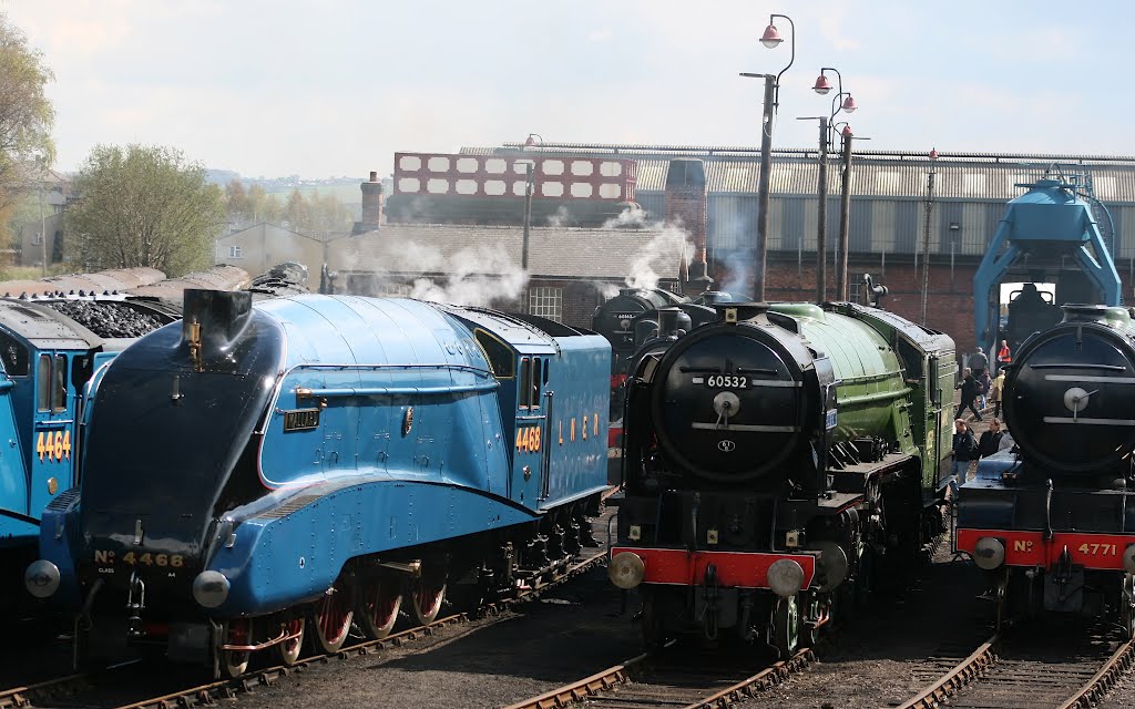 The big East Coast elite steam line up at Barrow Hill, April 12, 2012 by Roger Carvell