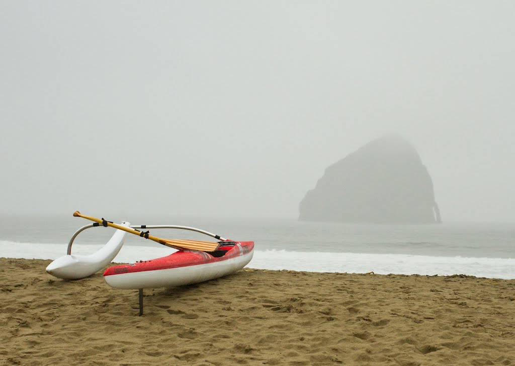 Outrigger canoe at Pacific City, OR by jim frey