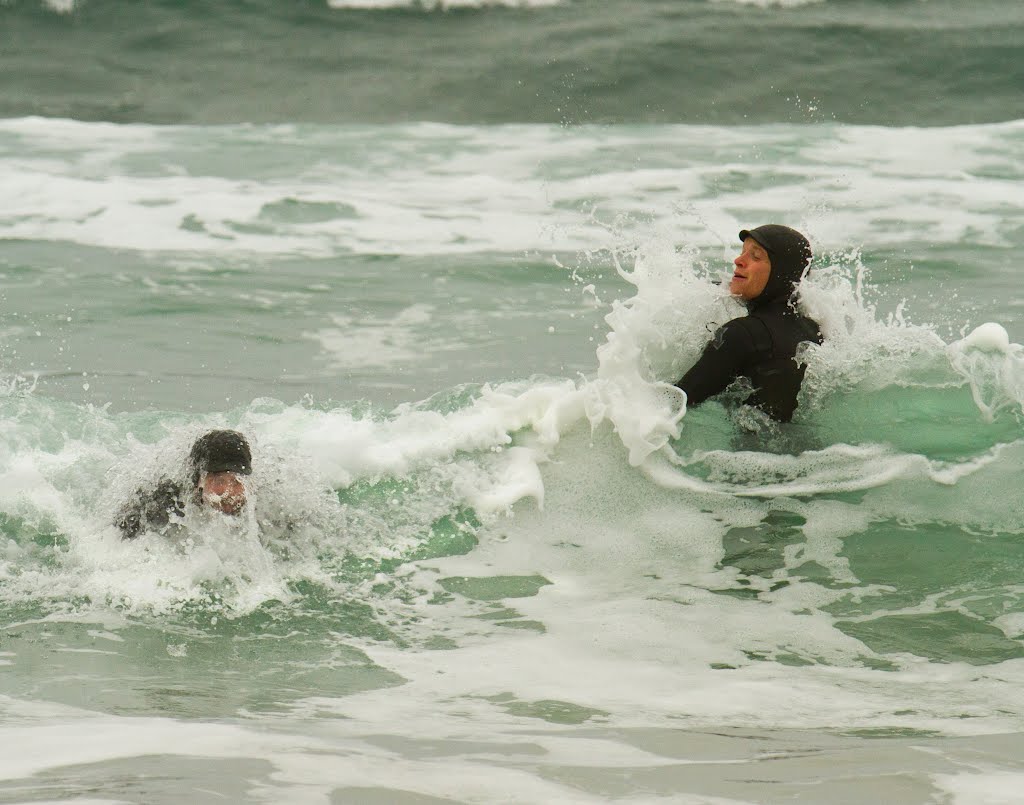 Body Surfers at Pacific City, Or by Jim Frey