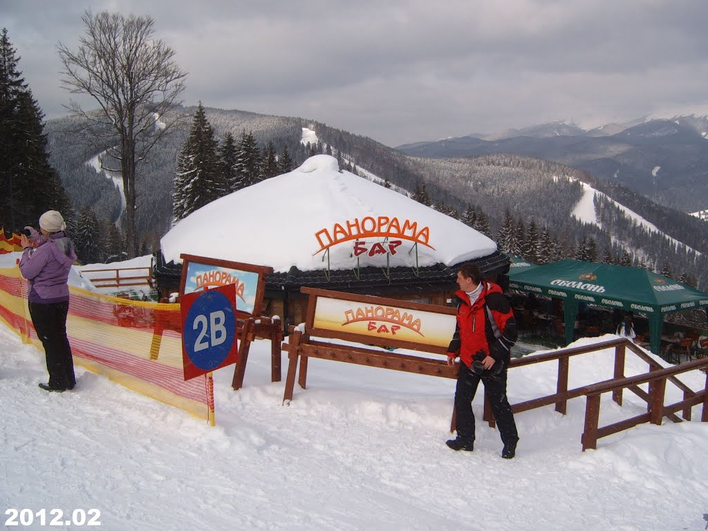 Panorama Bar and Beginning of Piste 2B (Top of Mountain Bukovel) by Irmantas Kanapeckas