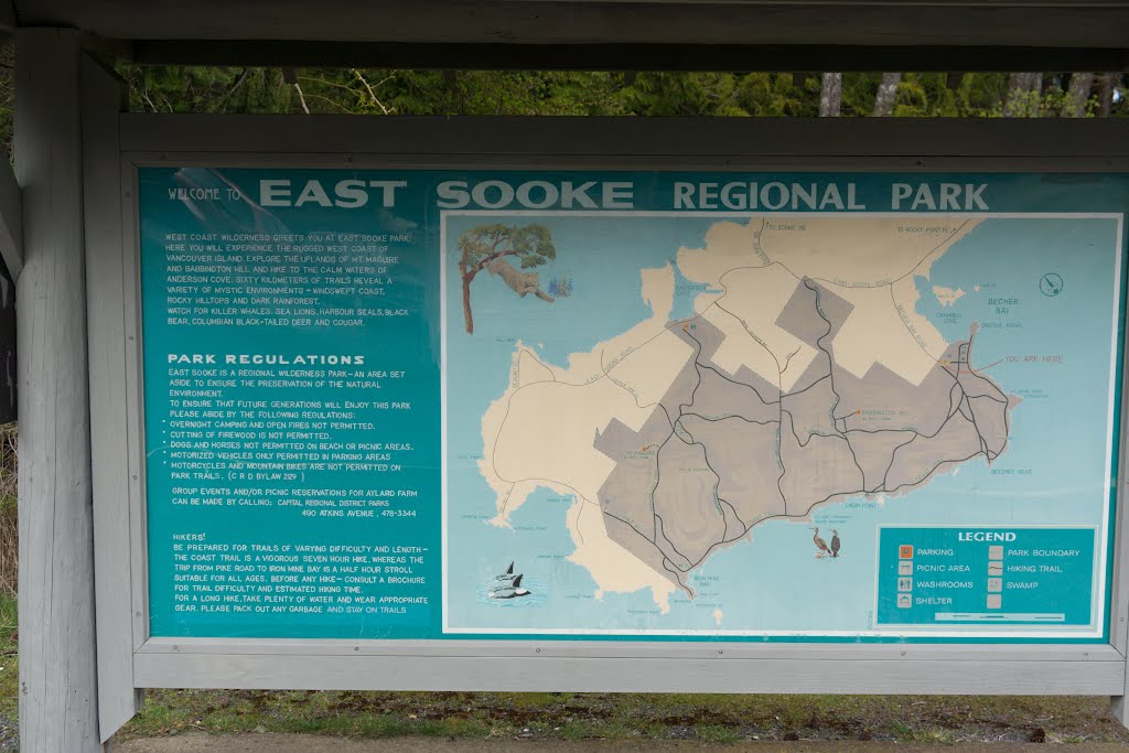 East Sooke Park, Vancouver Island, Map by Adamio