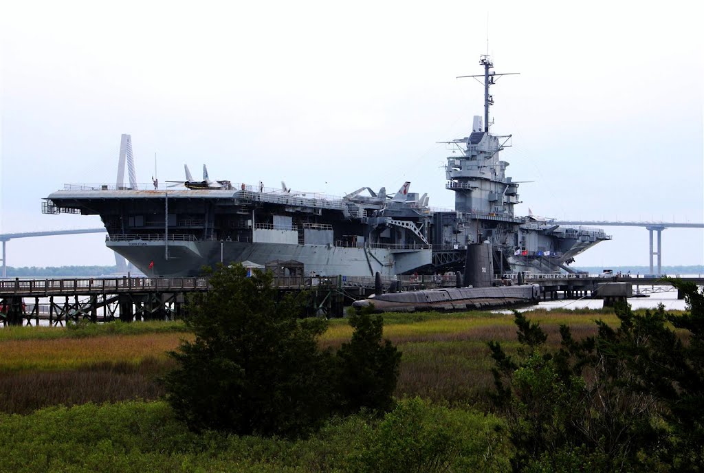 Carrier Yorktown & Submarine Clamagore at Patriot's Point by Pete Pantsari