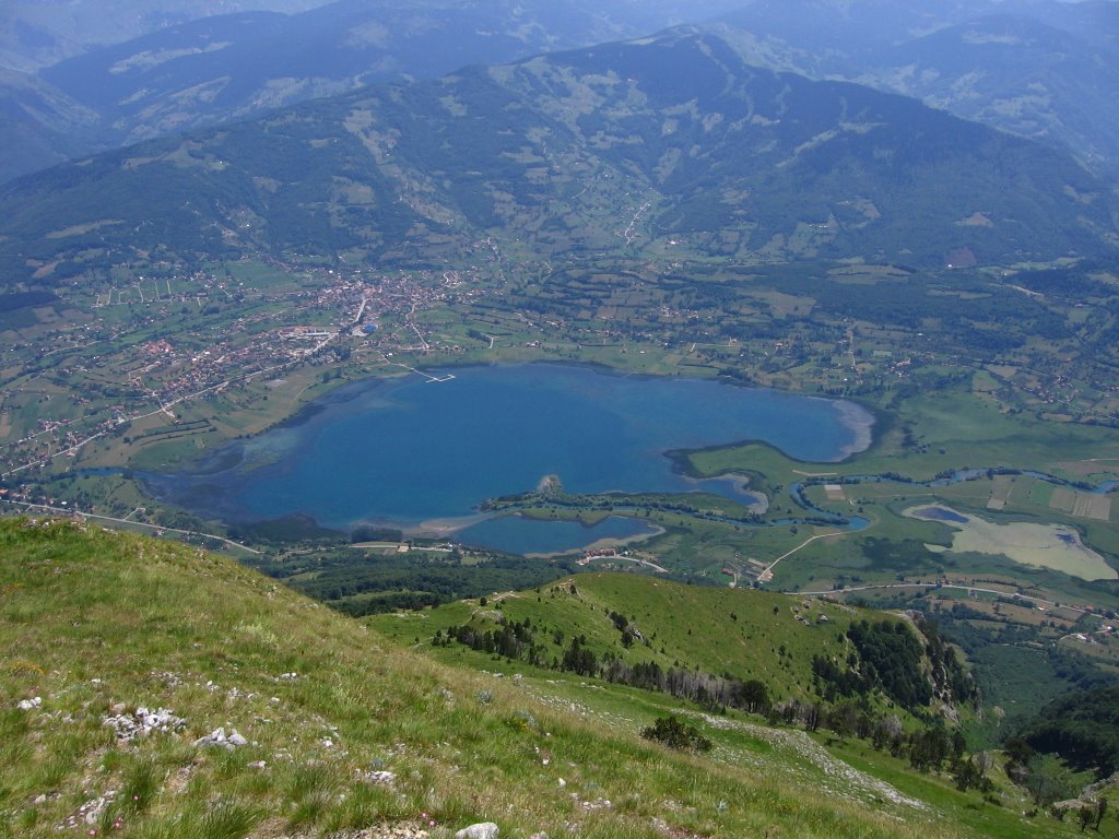 View on Plav and Plavsko lake from mountain Visitor by Setna