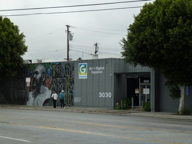 Los Angeles, CA: View NW, LaCienega Boulevard, El Mac and Retna, "Chato - of our Youth," 2012 by tceng