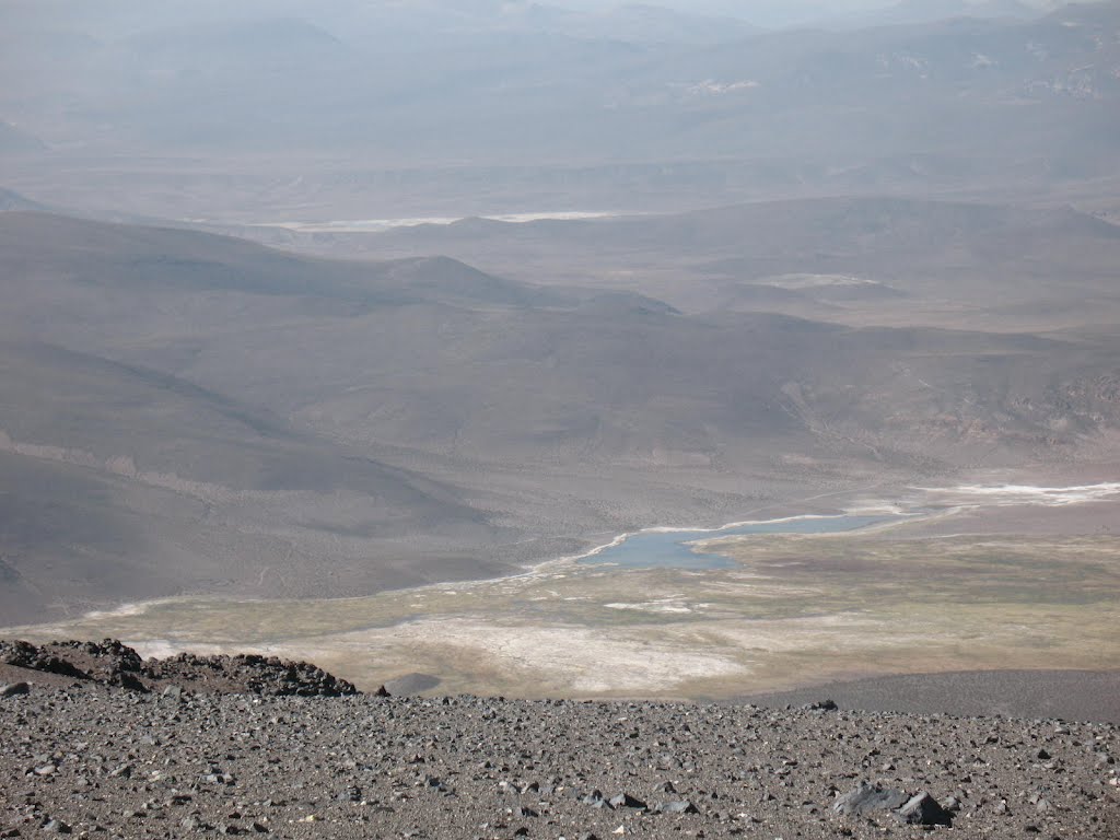 Bofedales de Aravilla y Mauque vistos desde el volcán Isluga, Parque Nacional Volcán Isluga by Juan Francisco Bustos