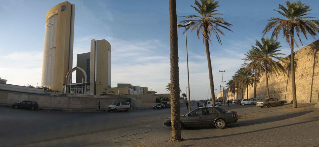 Tripoli old city West wall and Corinthia Hotel by KNBD