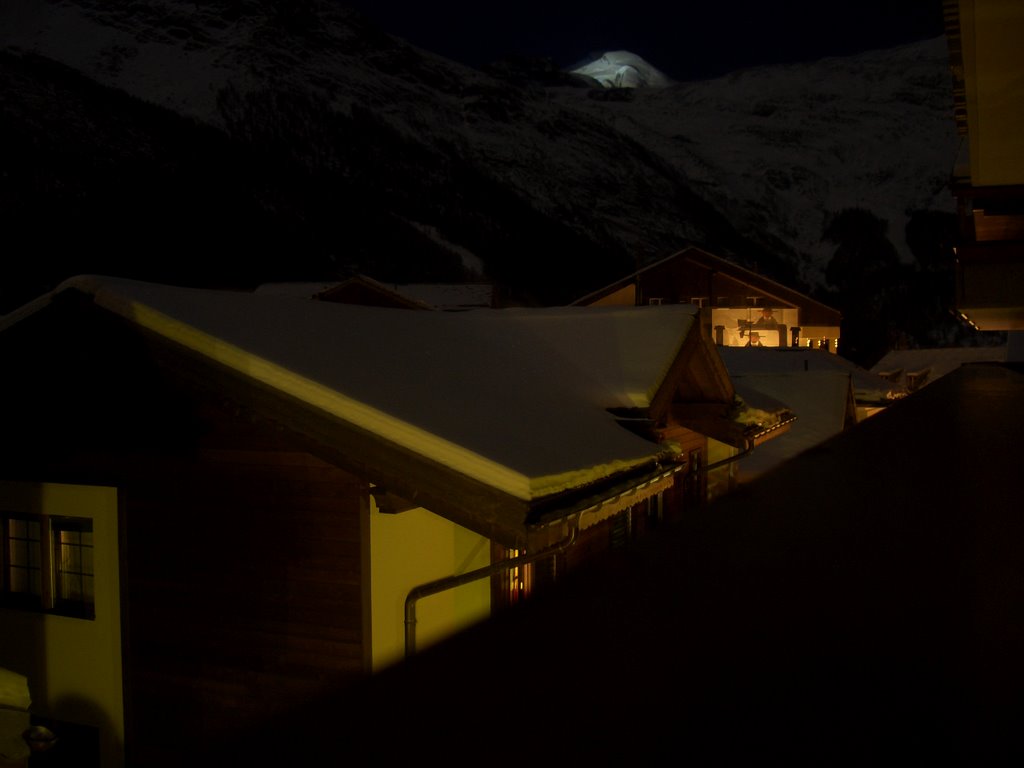 Moonlit Mountain, Saas Fee by purplenoodle