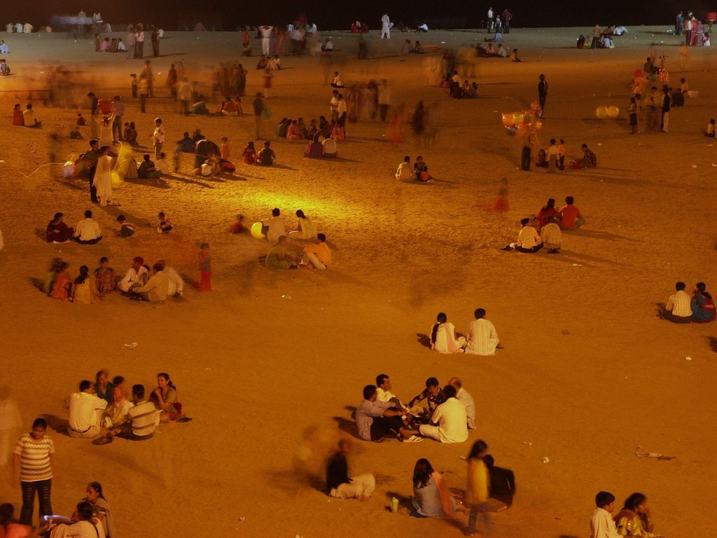 Chowpatti Beach at night by Vojta Srejber