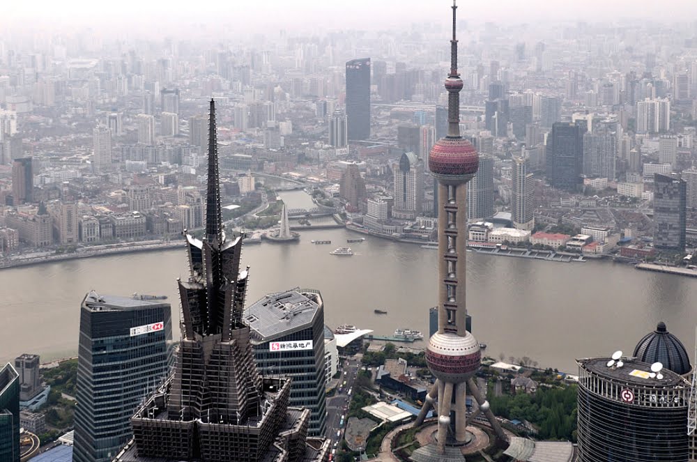 Overlooking PuXi from The World Trade Center, Shanghai by jiangliu