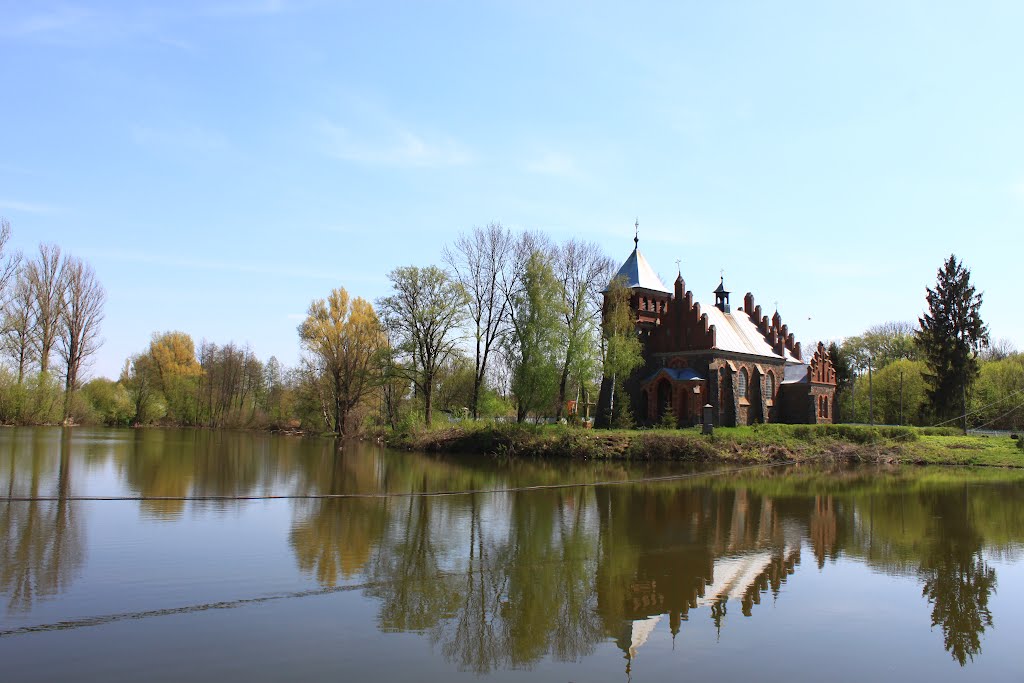 The landscape with St. Clara Church by the pond. by ttalis