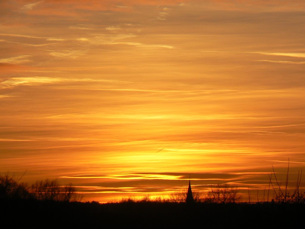 Sunset mit Kirchturmspitze von Breitenfelde, 13.01.08 by Bea und Uwe