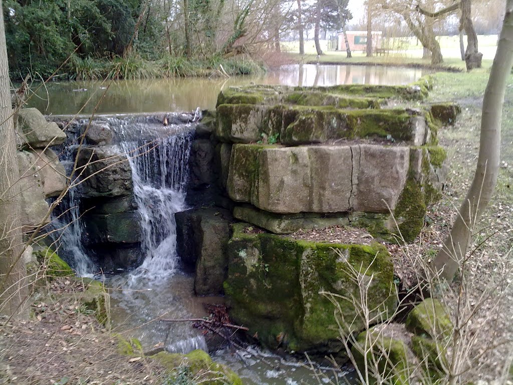 Waterfall- Carpenders Park Cemetery Feb 2012 by RobBobTun