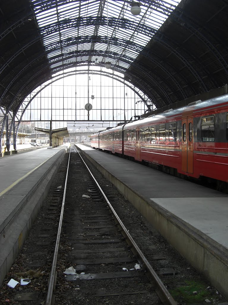 The railway station in march by Mona Lygre