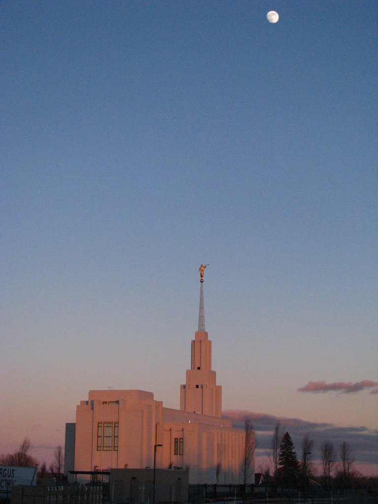 Future Twin Falls Temple and Moon by Dana Jensen