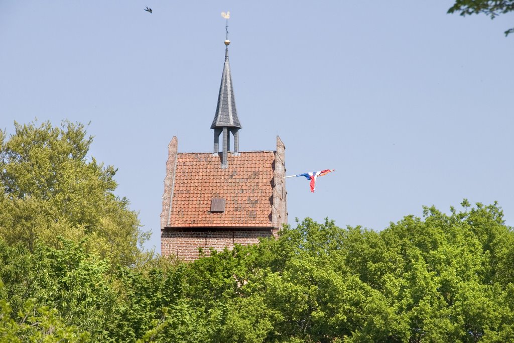 View on Anloo, tower of 12th century church by fritsviss