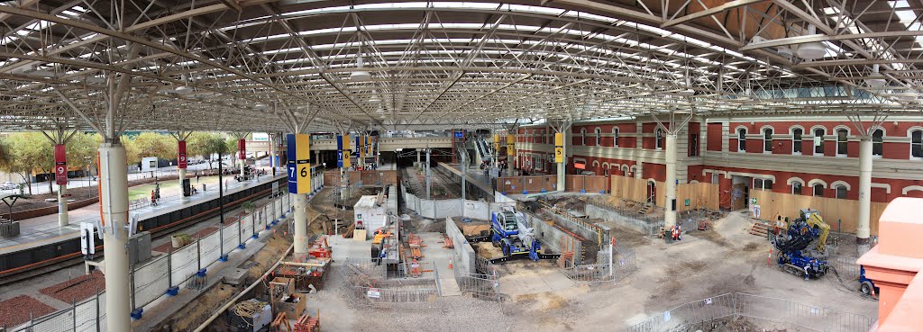 Perth Train Station - Sinking Railway In Progress by Derek Graham