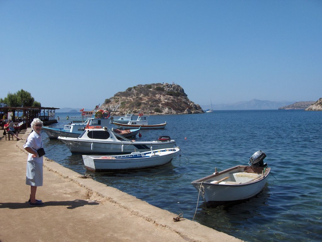 A view of rabbit island, gumusluk by Lyn Davies