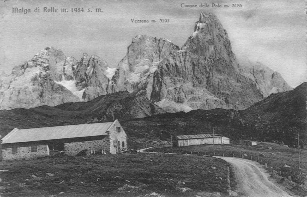 Passo Rolle -  scansione da cartolina viaggiata anno 1942 by © MVanzo old style