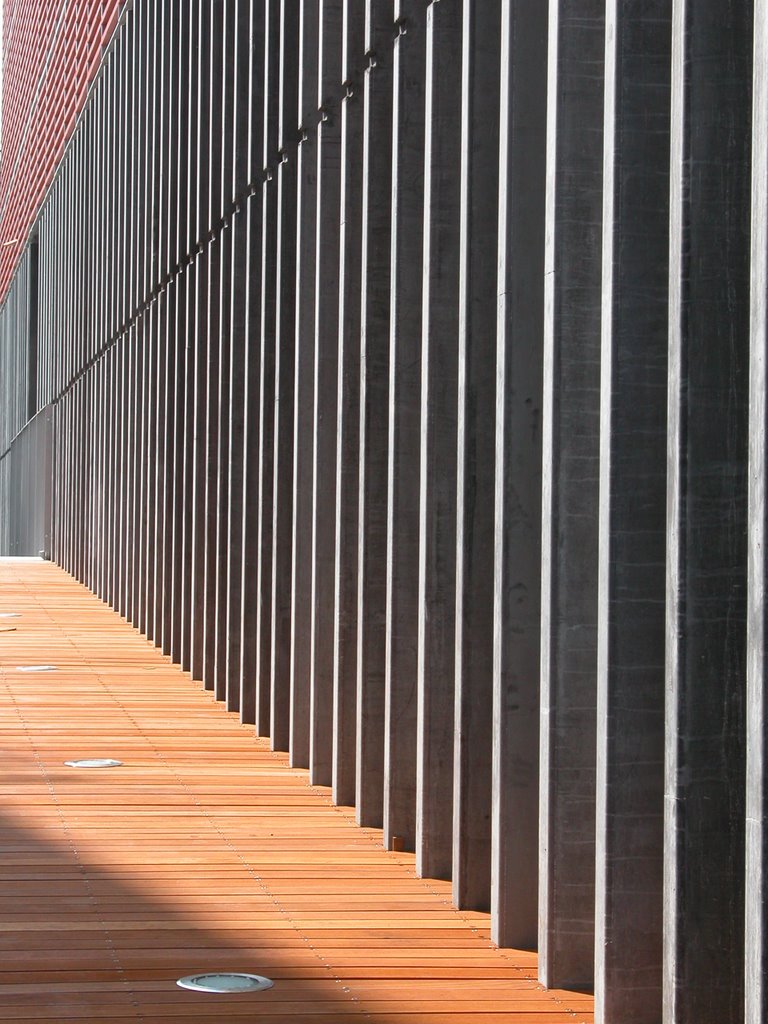 403 Dal Negro: il lato est silos ed il percorso in legno della piazza. Progetto ingg. Bonato, Ranieri Da Re, arch. Fontana by grdr.ingegnere