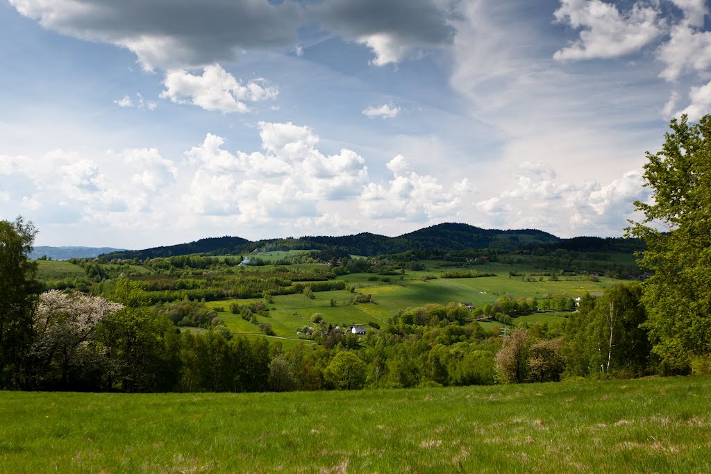 W dole Sokolica, w tle Wysoka i Głowy (pasmo graniczne) by cacuskrupka