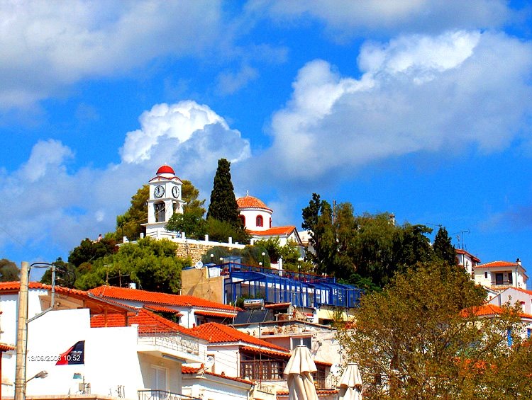 Skiathos town by Claude David