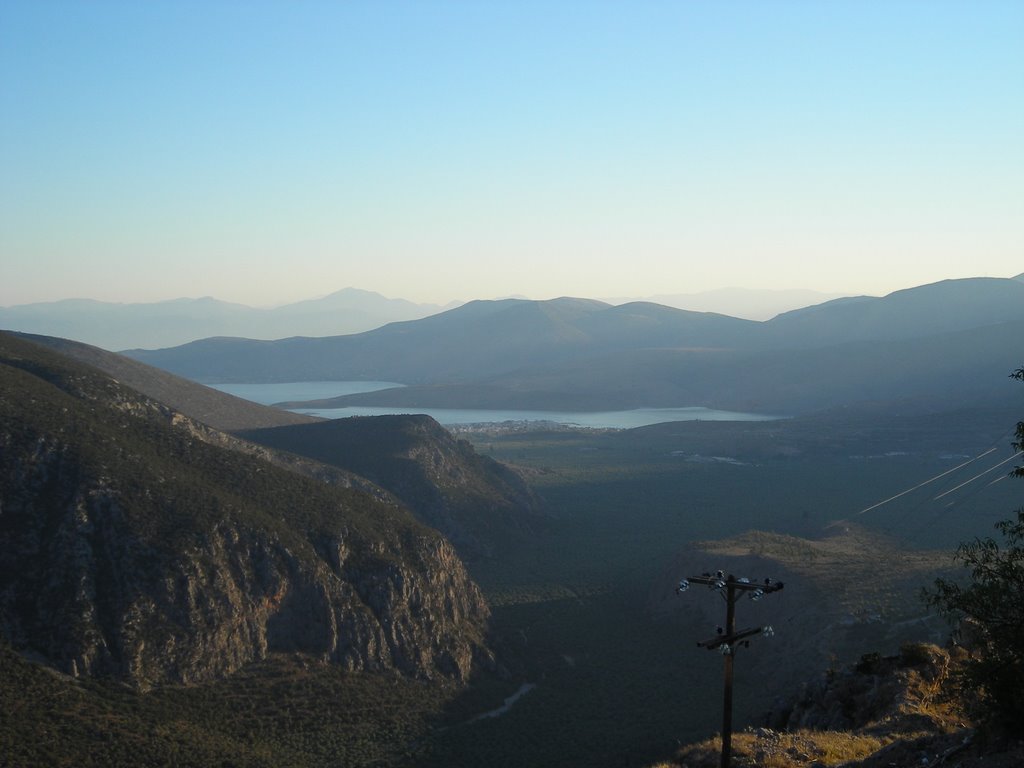 View of the Gulf of Corinth from the village of Delphi, Phocis by libbathegreat