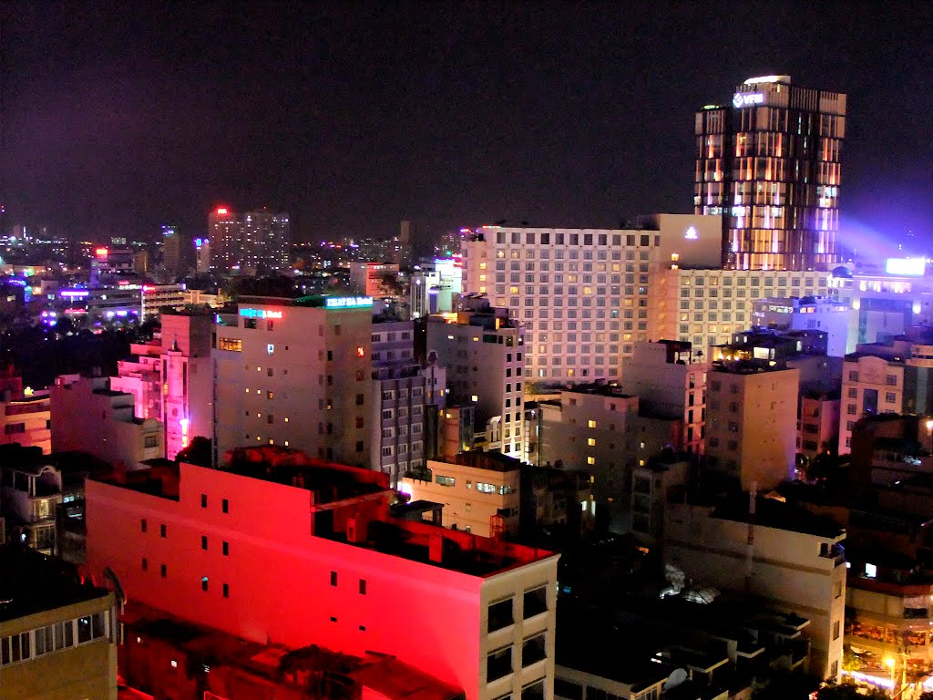 Saigon at night. View from Golden Central Hotel. by Irynne