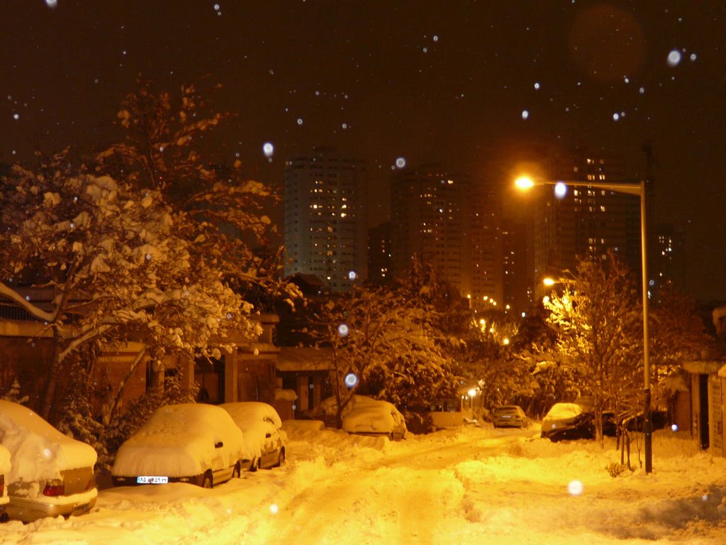 22th,Seif St. Snowy Night View to Hormozan Bldg. by ALI FARNAM