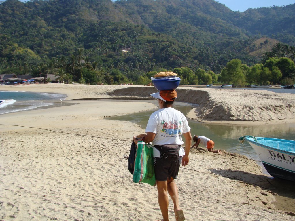 Yelapa beach pie lady by framedrawer