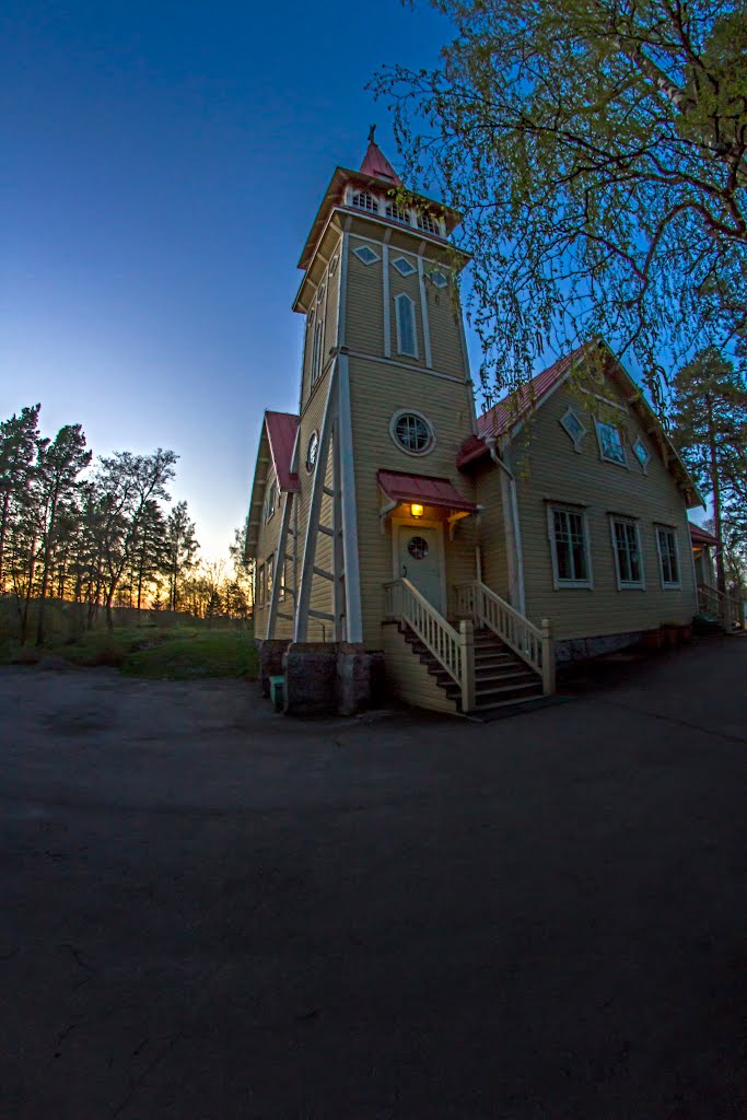 Church in Siuro in the evening 1 by Harri Hedman