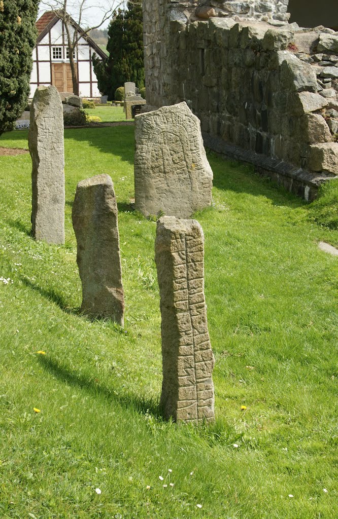 Rune stones - Runesten ved Østermarie Kirke (1025-1125) by Jens Cederskjold