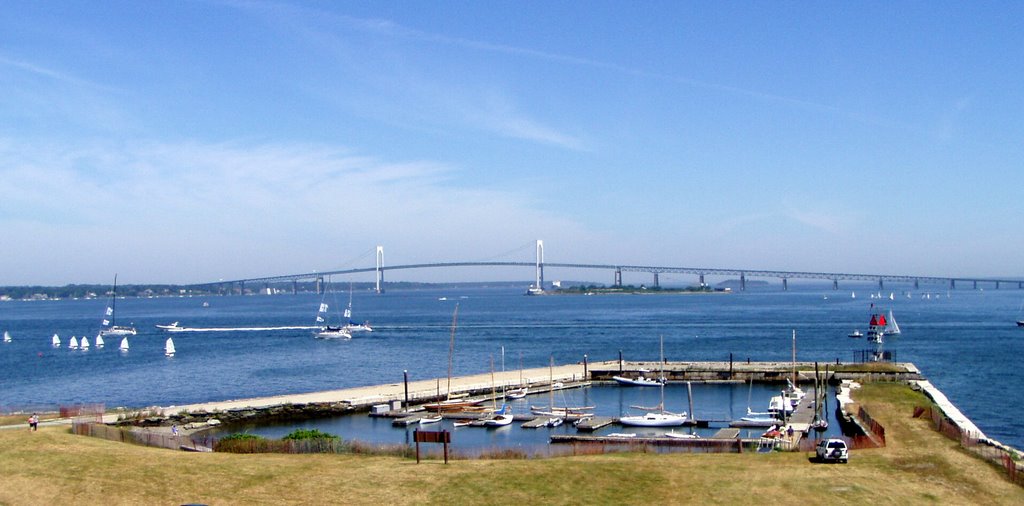 View north past Fort Adams boat basin, Newport Rhode Island by Jim Millard