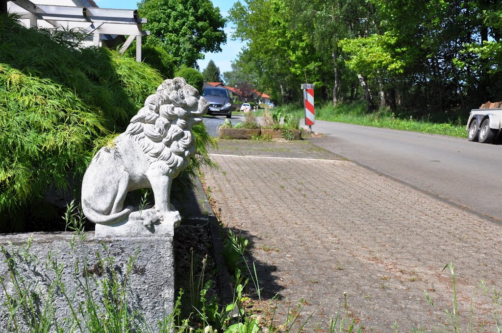 Nice welcome to Much - Roßhohn. The lion guards the entrance to the village. Germany in May 2012. Much - Roßhohn, Mai 2012 by © "Earth Views"