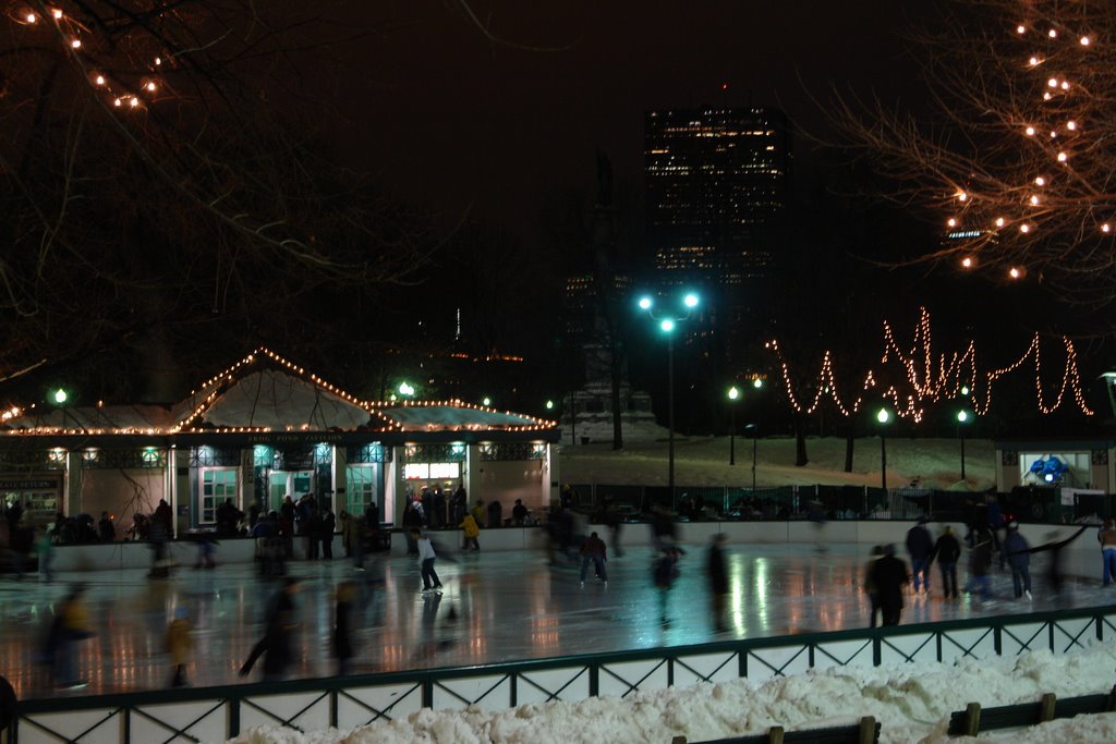 Ice Skating on the Frog Pond - Boston Public Gardens, Boston, MA by John M Sullivan