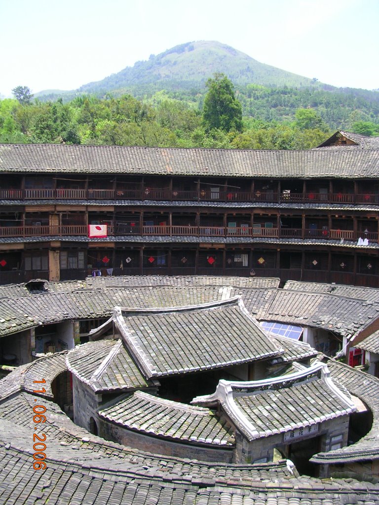 Inside tulou, near Yongding by Peter Dean