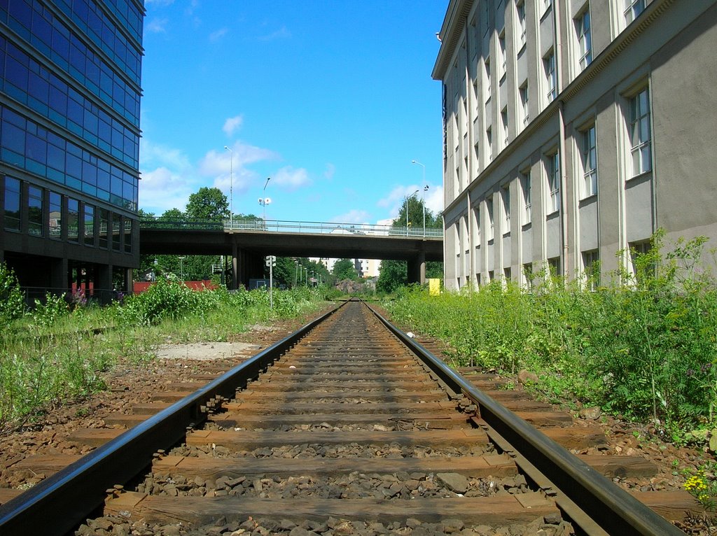 View along train tracks by Petteri Kantokari