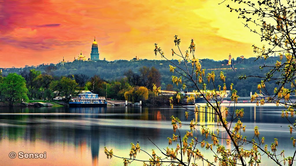 Sunset over the river Dnieper by SunSay